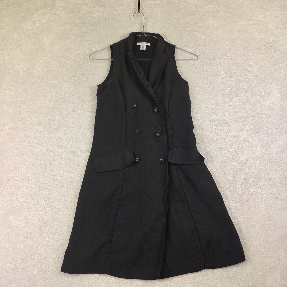 Black Mock Neck Sleeveless Mini Dress Princess Seam Minimalist LBD 31in Length